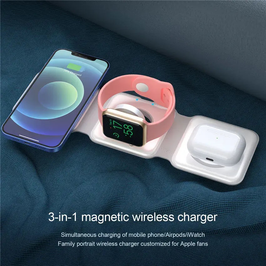 3-in-1 Magnetisches Qi Kabelloses Ladegerät